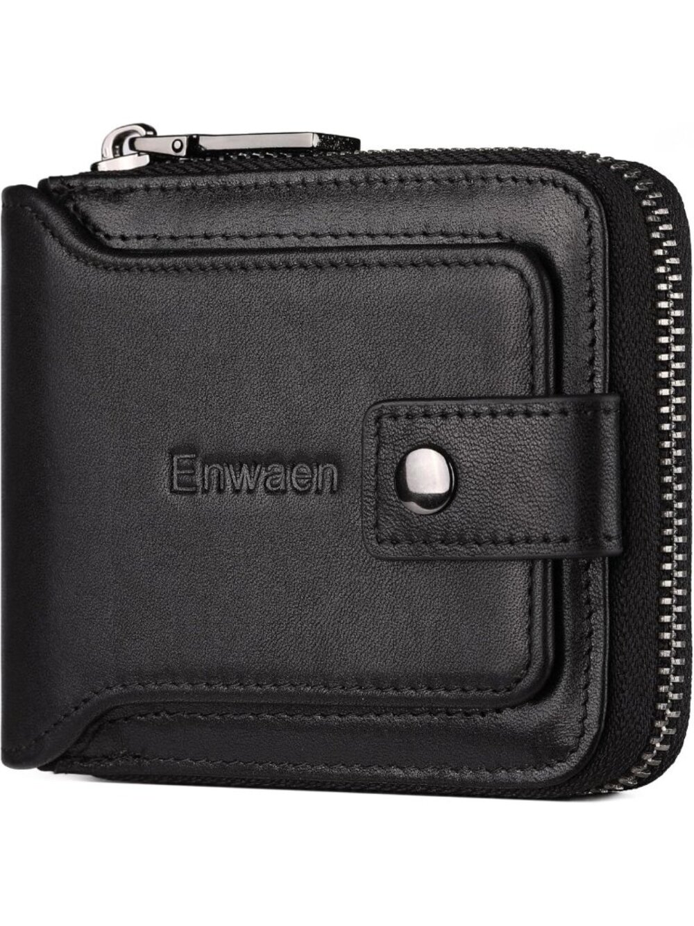Genuine Leather RFID Blocking Bifold Zipper Wallet for Men with Card Holder